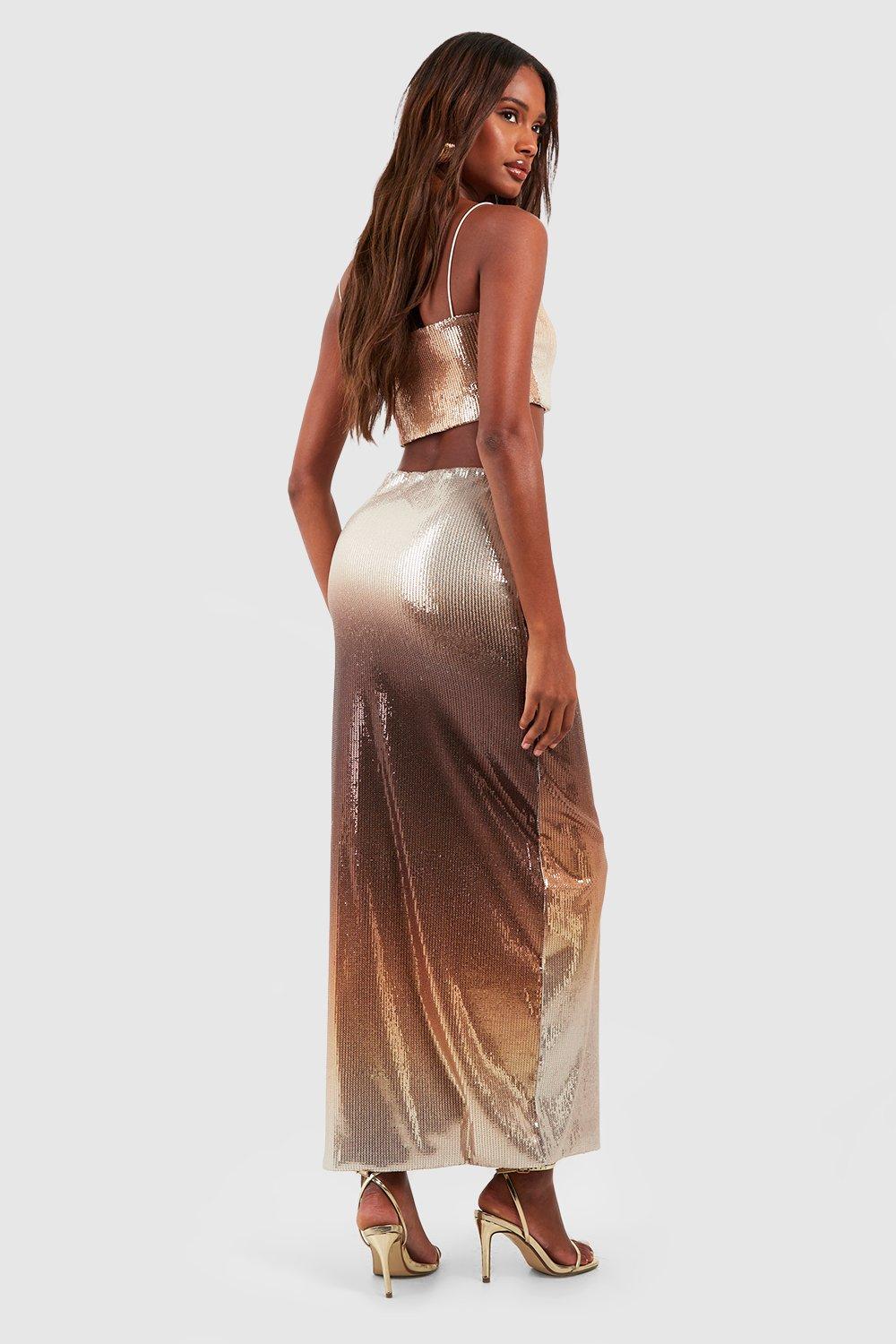 Satin maxi skirt outlet rose gold